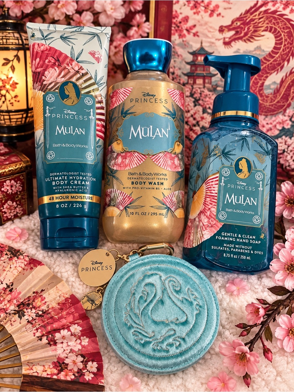 Bath & Body Works Disney Princess Mulan Bundle + Dragon Pouch
